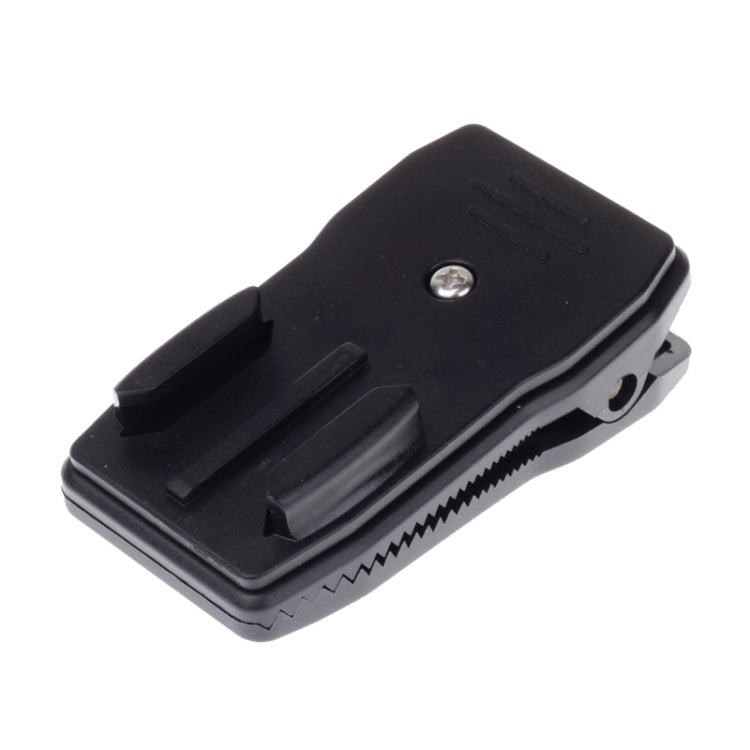 Rotación de 360 grados en forma de J Mochila Sombrero Clip Montaje de abrazadera rápida para cámara deportiva Xiaomi Yi (XM17), J Shape Backpack