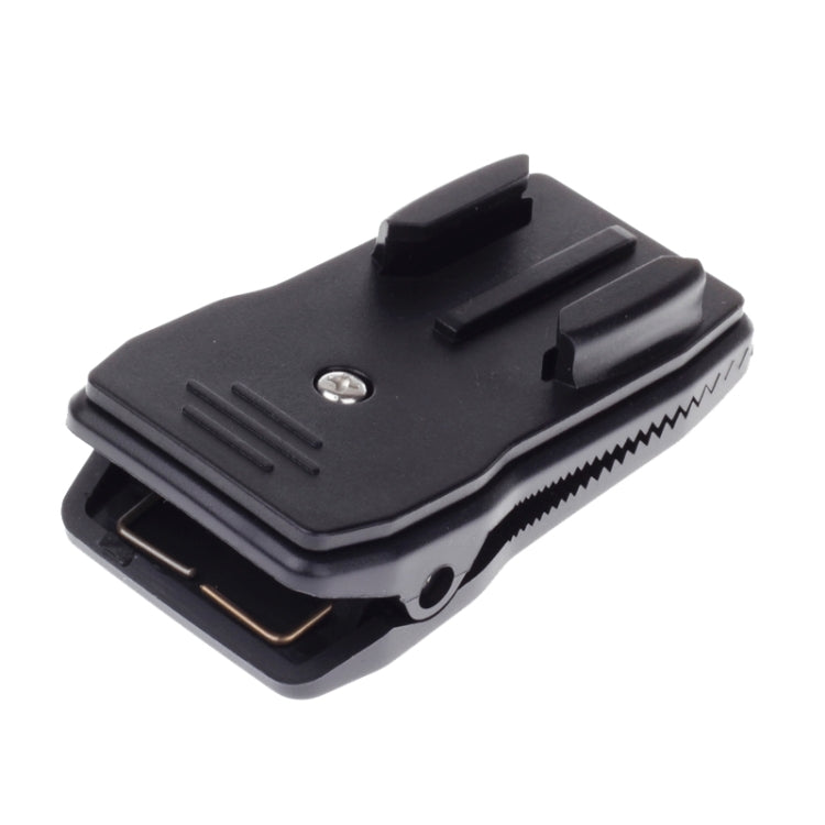 Rotación de 360 grados en forma de J Mochila Sombrero Clip Montaje de abrazadera rápida para cámara deportiva Xiaomi Yi (XM17), J Shape Backpack