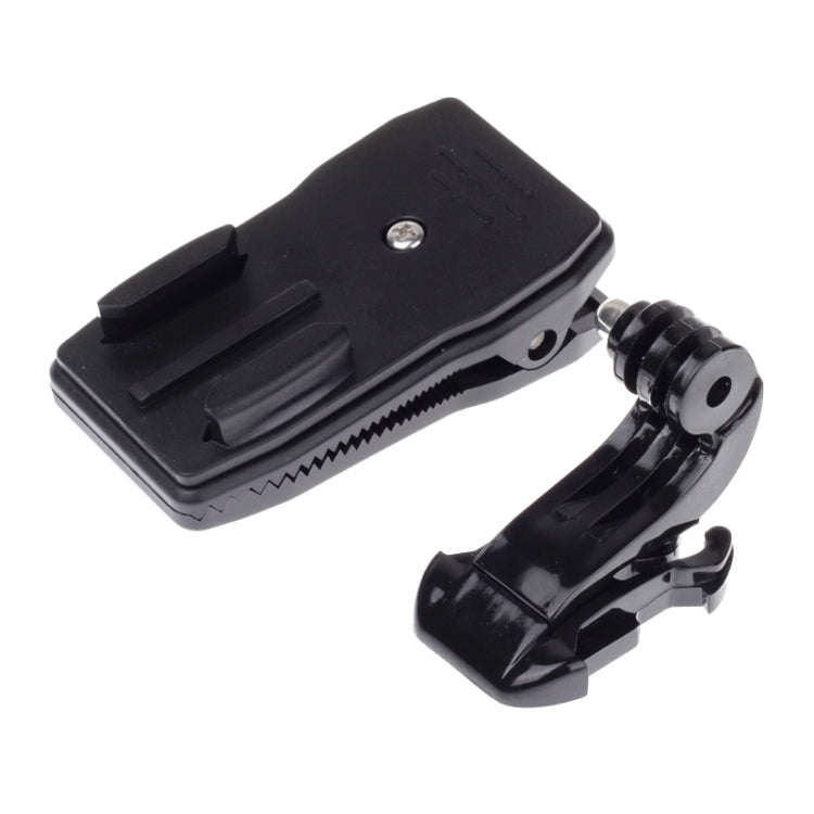 Rotación de 360 grados en forma de J Mochila Sombrero Clip Montaje de abrazadera rápida para cámara deportiva Xiaomi Yi (XM17), J Shape Backpack