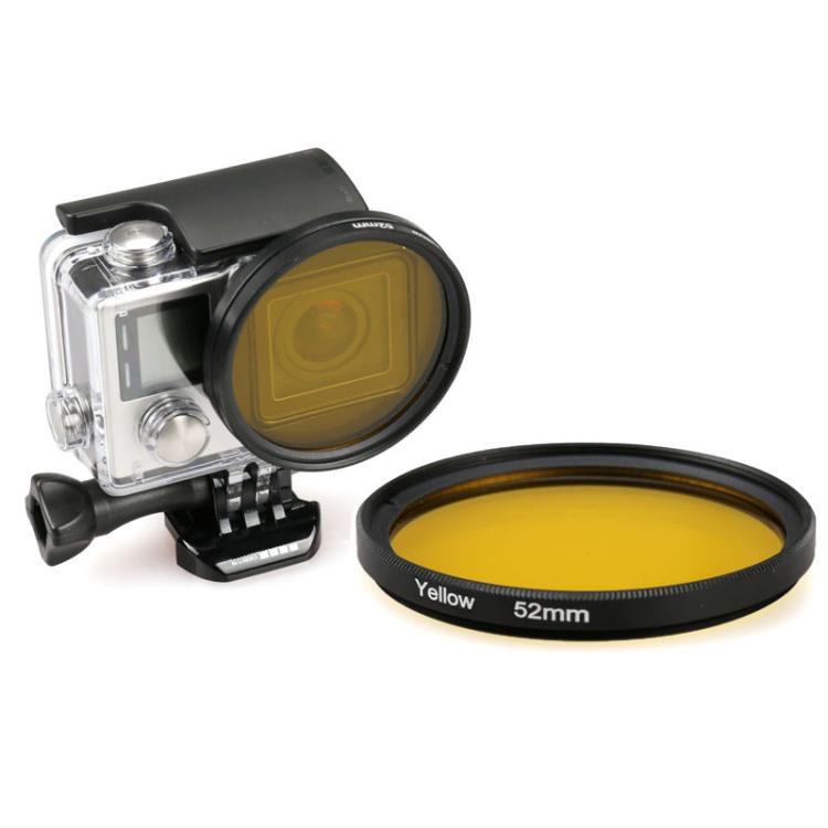 Filtro de lente UV de color circular redondo de 52 mm para GoPro HERO 4/3+, UV Lens (Yellow), UV Lens (Red)