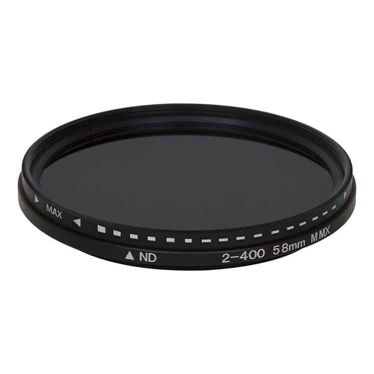 Filtro variable ajustable de densidad neutra atenuador ND de 58 mm Filtro ND 2 a ND 400, 58mm