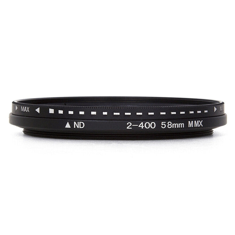 Filtro variable ajustable de densidad neutra atenuador ND de 58 mm Filtro ND 2 a ND 400, 58mm