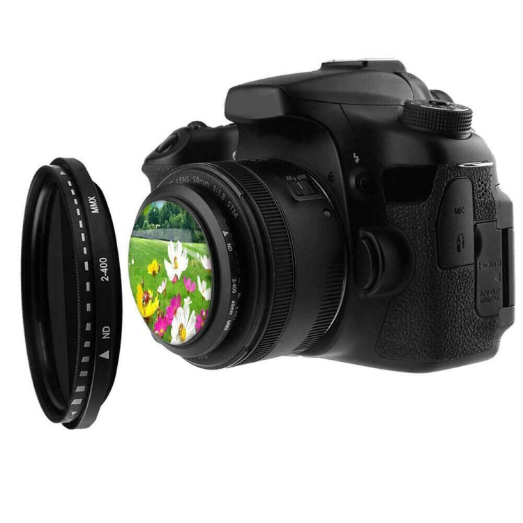 Filtro variable ajustable de densidad neutra atenuador ND de 58 mm Filtro ND 2 a ND 400, 58mm