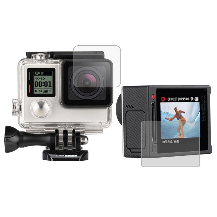 Protector de pantalla LCD ultra transparente + película protectora de lente de vidrio para cámara GoPro HERO4 Silver, HERO4 Silver