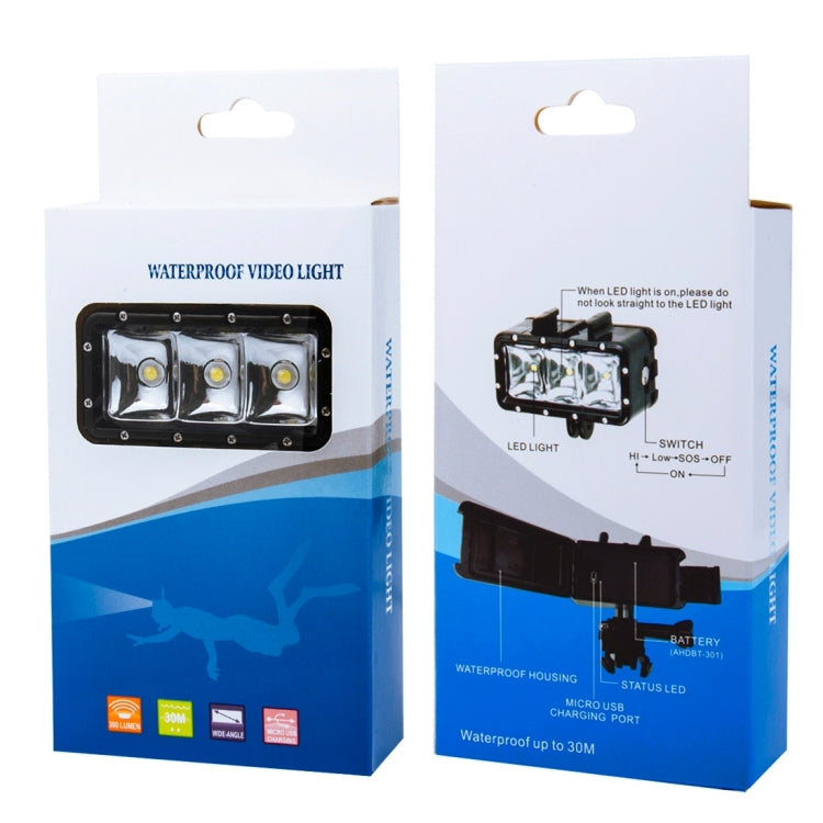 Luz de video a prueba de agua de 30 m Linterna de 3 modos con soporte de base y tornillo para GoPro Hero11 Black / HERO10 Black / HERO9 Black /HERO8 / HERO7 /6/5/5 Session /4 Session /4/3+ /3/2/1, Insta360 ONER, DJI Osmo Action y otras cámaras de acció...