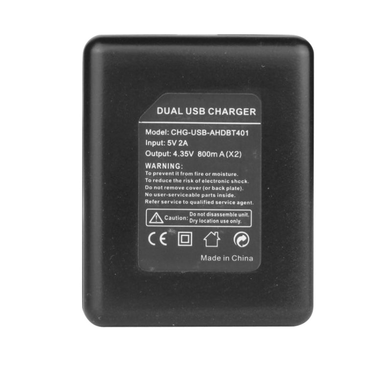 Cargador de viaje de batería dual USB para GoPro HERO4 (AHDBT-401), For GoPro HERO4