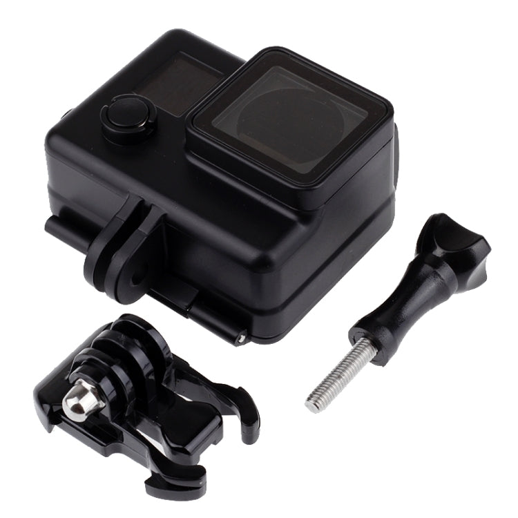 Funda protectora con carcasa impermeable Black Edition con soporte básico con hebilla para GoPro HERO4 /3+, profundidad impermeable: 10 m, 10m Waterproof