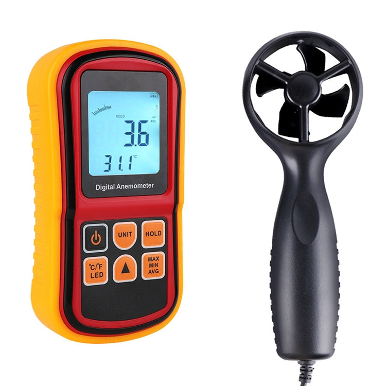 Anemómetro digital (elementos de medición: velocidad del aire, temperatura del aire), GM8901