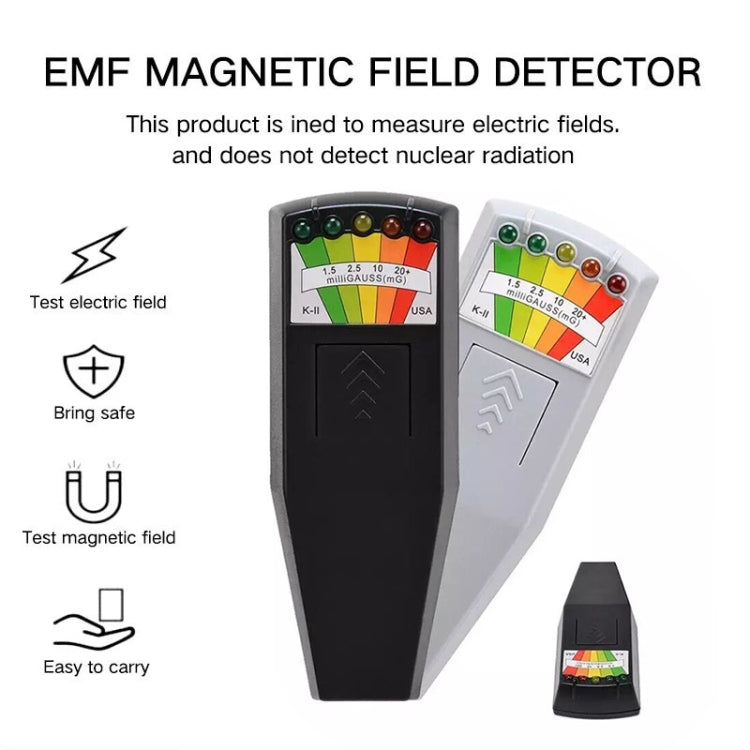 Detector de radiación electromagnética de 5 LED Probador de medidor EMF, Style 2  White, Style 2 Black
