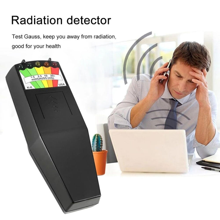 Detector de radiación electromagnética de 5 LED Probador de medidor EMF, Style 2  White, Style 2 Black