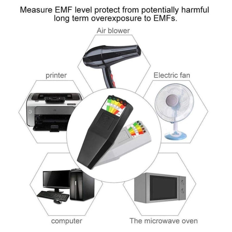 Detector de radiación electromagnética de 5 LED Probador de medidor EMF, Style 2  White, Style 2 Black