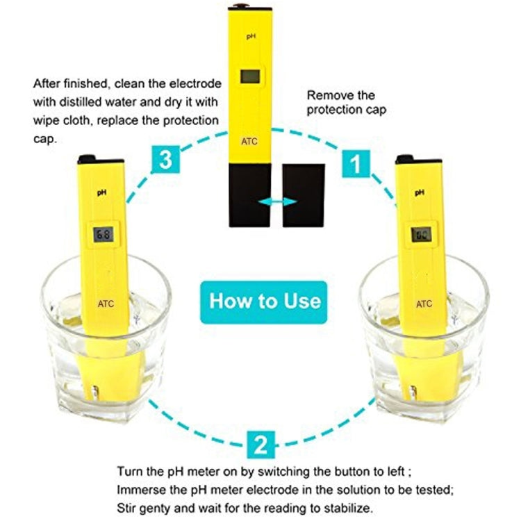 Medidor de PH de bolsillo con ATC, ATC PH Meter