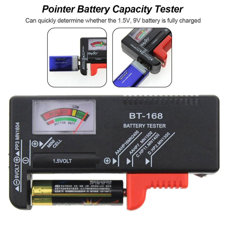 Comprobador de batería universal para baterías de 1,5 V AAA, AA y 9 V 6F22