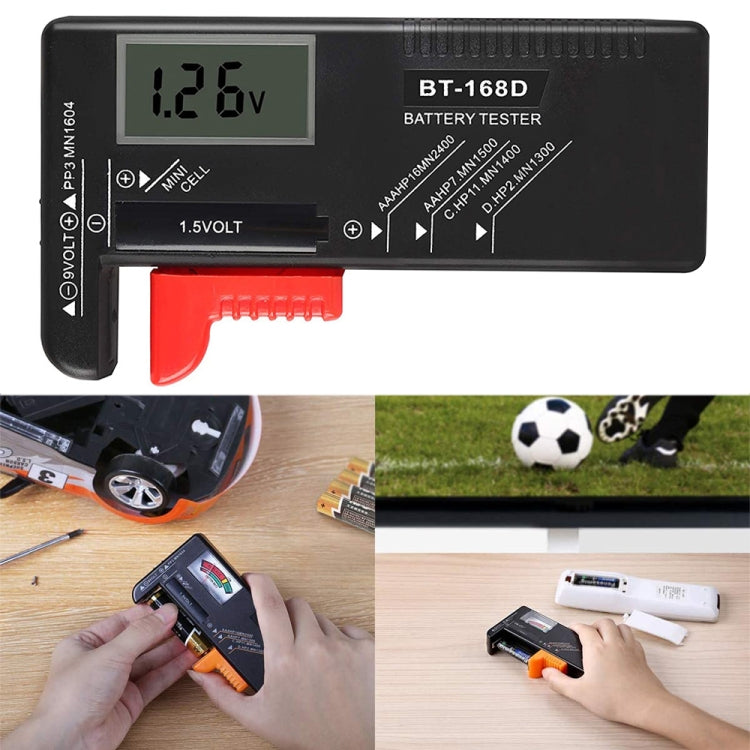 Probador universal de batería con pantalla LCD digital BT-168D para baterías AAA, AA y 9V 6F22 de 1,5 V