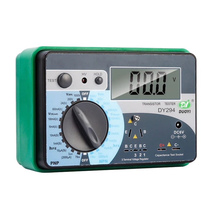 Medidor probador de parámetros de transistores digitales LCD profesional DY294 de 2,7 pulgadas (4 * AA)
