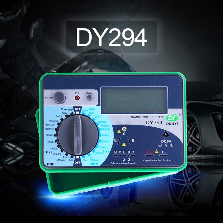 Medidor probador de parámetros de transistores digitales LCD profesional DY294 de 2,7 pulgadas (4 * AA)