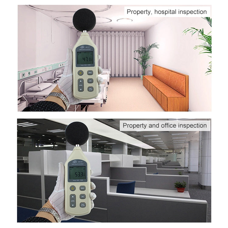 Medidor de nivel de sonido digital (rango: 30~130dBA, 35~130dBC)