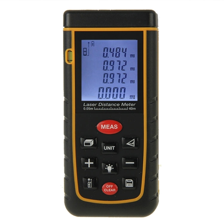RZ-A40 Medidor de distancia láser portátil LCD de 1,9 pulgadas y 40 m con nivel de burbuja