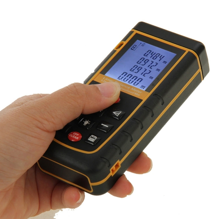 RZ-A60 Medidor de distancia láser portátil LCD de 1,9 pulgadas y 60 m con nivel de burbuja