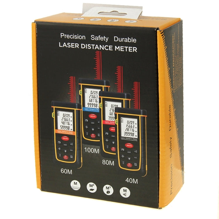 RZ-A80 Medidor de distancia láser portátil LCD de 1,9 pulgadas y 80 m con nivel de burbuja