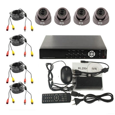 Kit de grabadora de vídeo digital integrada de 4 canales (1/3 CCD Sony, 650TVL, 24 LED IR, lente de 6 mm, distancia IR: 25 m, H.264 (8204EV+622A), 8204EV+622A, 1 / 3 Sony CCD, 650TVL