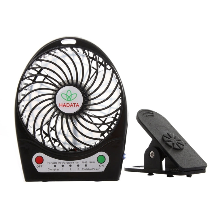 Hadata Ventilador recargable portátil con batería USB / Li-ion de 4,3 pulgadas con ajuste y clip del tercer engranaje de viento