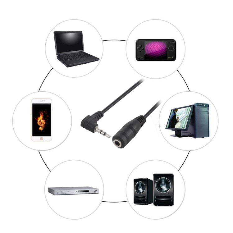 Cable adaptador convertidor de audio estéreo hembra de codo macho de 2,5 mm a hembra de 3,5 mm, 2.5 Male to 3.5 Female(Black)