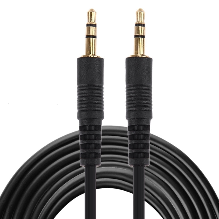 Cable auxiliar, cable de audio estéreo con miniconector macho de 3,5 mm, longitud: 5 m (conector chapado en oro y negro), Length: 5m Black, (Gold Plated)
