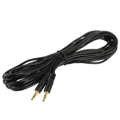 Cable auxiliar, cable de audio estéreo con miniconector macho de 3,5 mm, longitud: 5 m (conector chapado en oro y negro), Length: 5m Black, (Gold Plated)