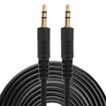 Cable auxiliar, cable de audio estéreo con miniconector macho de 3,5 mm, longitud: 10 m (conector chapado en oro y negro), Length: 10m Black, (Gold Plated)