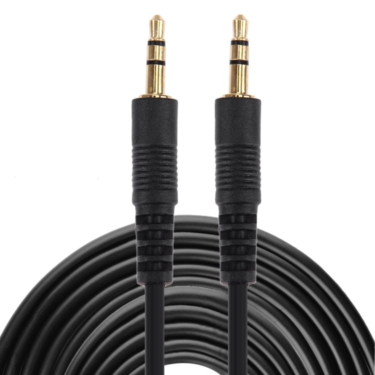 Cable auxiliar, cable de audio estéreo con miniconector macho de 3,5 mm, longitud: 10 m (conector chapado en oro y negro), Length: 10m Black, (Gold Plated)