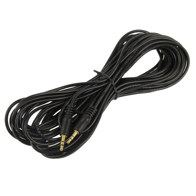 Cable auxiliar, cable de audio estéreo con miniconector macho de 3,5 mm, longitud: 10 m (conector chapado en oro y negro), Length: 10m Black, (Gold Plated)