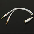 Conector de micrófono hembra de 3,5 mm a macho de 3,5 mm + cable adaptador de conector de auriculares macho de 3,5 mm, White