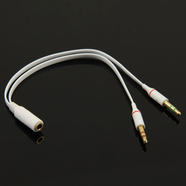 Conector de micrófono hembra de 3,5 mm a macho de 3,5 mm + cable adaptador de conector de auriculares macho de 3,5 mm, White