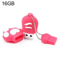 Disco flash USB 2.0 de silicona con forma de pata de oso de 16 GB con vaso antipolvo, 16GB (Red Plum)