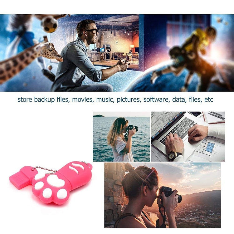 Disco flash USB 2.0 de silicona con forma de pata de oso de 16 GB con vaso antipolvo, 16GB (Red Plum)