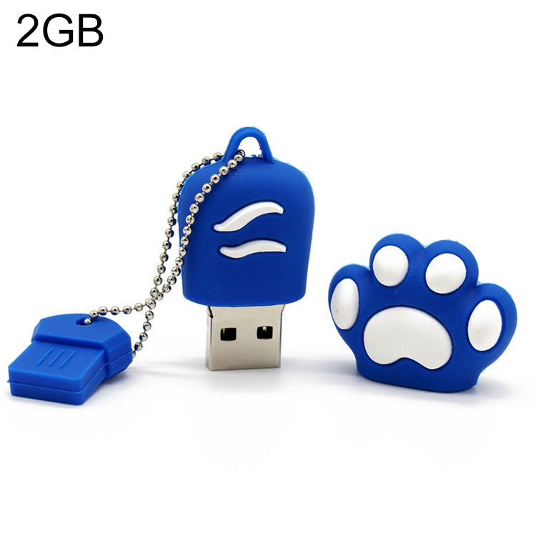 Disco flash USB 2.0 de silicona con forma de pata de oso de 2 GB con vaso antipolvo, 2GB (Blue)