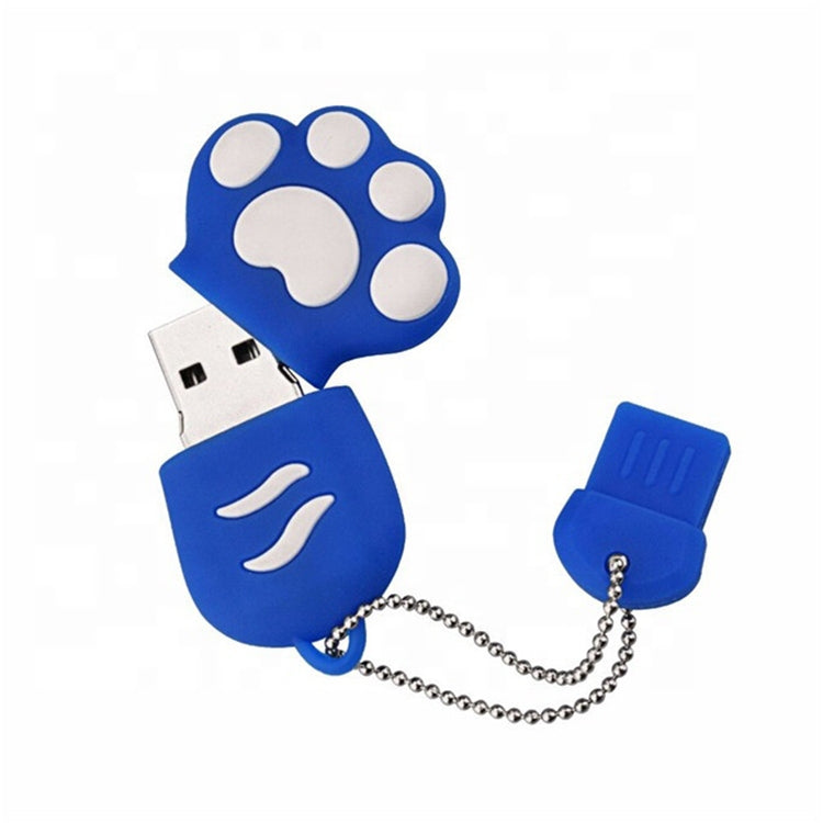 Disco flash USB 2.0 de silicona con forma de pata de oso de 2 GB con vaso antipolvo, 2GB (Blue)