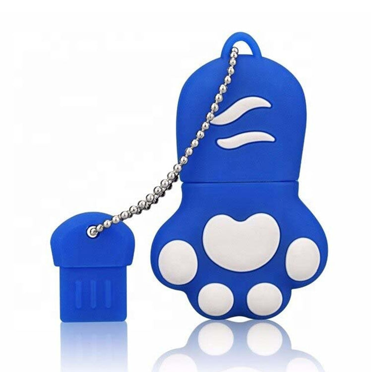 Disco flash USB 2.0 de silicona con forma de pata de oso de 2 GB con vaso antipolvo, 2GB (Blue)