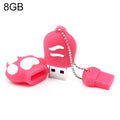 Disco flash USB 2.0 de silicona con forma de pata de oso de 8 GB con vaso antipolvo, 8GB (Red Plum)
