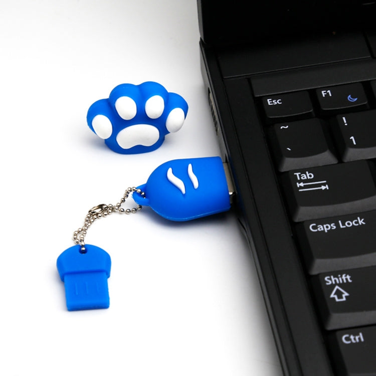 Disco flash USB 2.0 de silicona con forma de pata de oso de 4 GB con vaso antipolvo, 4GB (Blue)