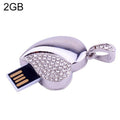 Disco flash USB en forma de corazón de plata de joyería de diamantes, especial para regalos del día de San Valentín, 2GB, 4GB, 8GB, 16GB, 32GB
