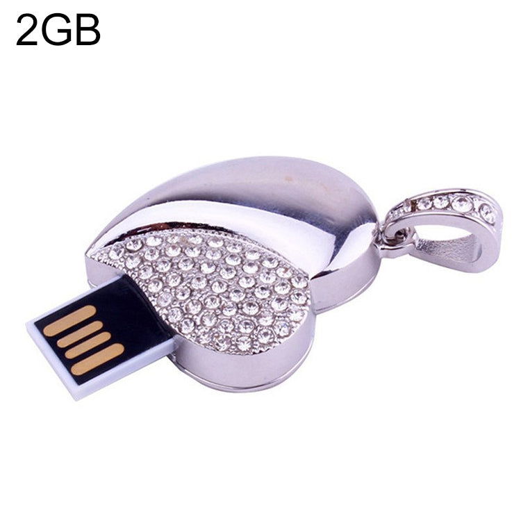 Disco flash USB en forma de corazón de plata de joyería de diamantes, especial para regalos del día de San Valentín, 2GB, 4GB, 8GB, 16GB, 32GB