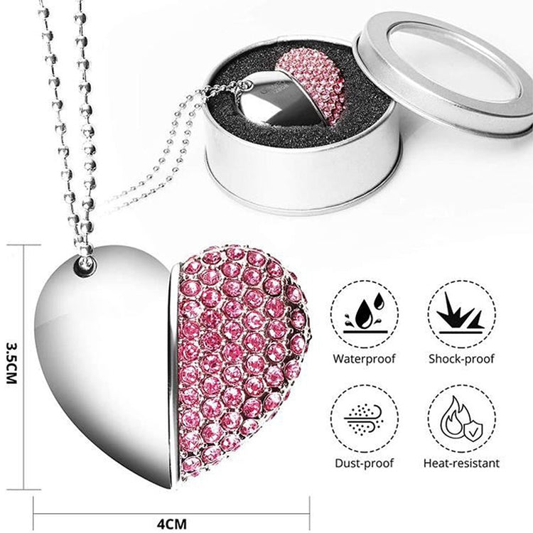 Disco flash USB en forma de corazón de joyería de diamantes, especial para regalos del día de San Valentín, 2GB, 4GB, 8GB, 16GB