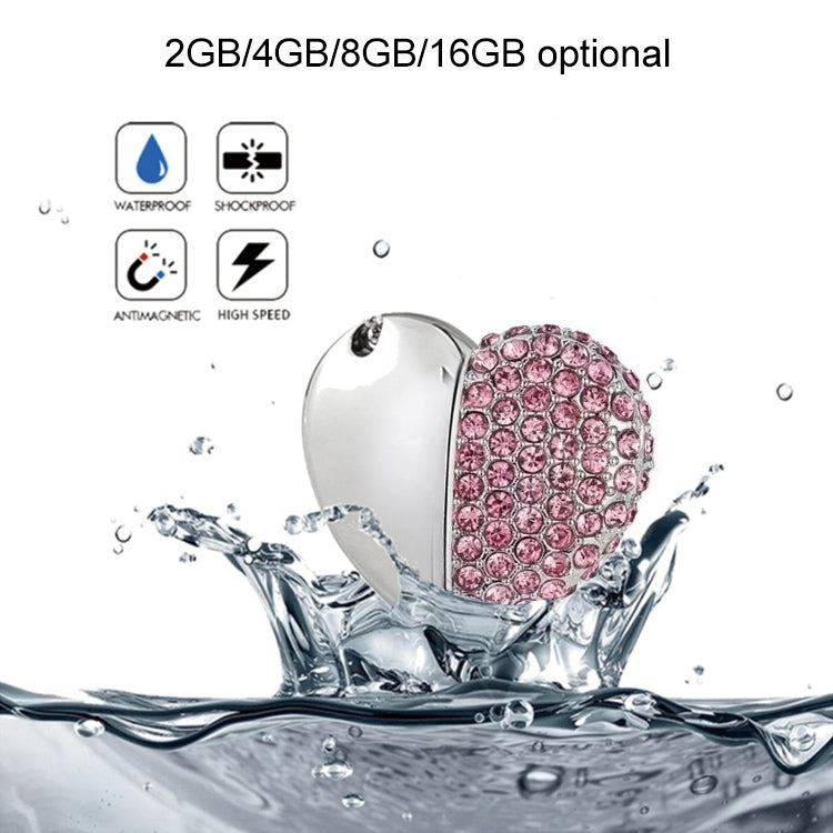 Disco flash USB en forma de corazón de joyería de diamantes, especial para regalos del día de San Valentín, 2GB, 4GB, 8GB, 16GB