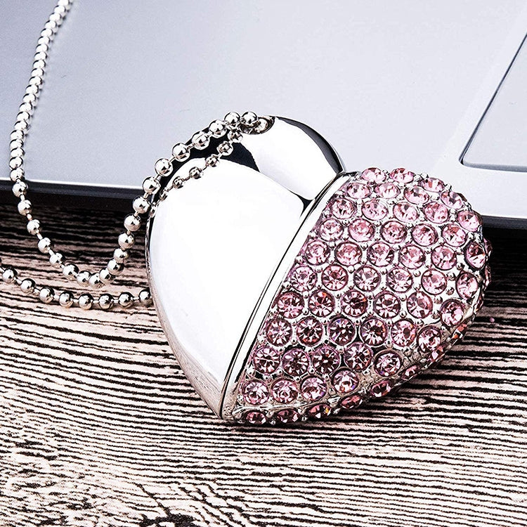 Disco flash USB en forma de corazón de joyería de diamantes, especial para regalos del día de San Valentín, 2GB, 4GB, 8GB, 16GB