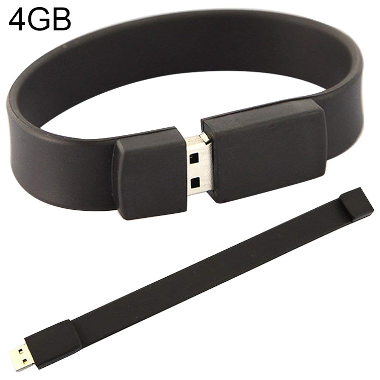 Disco flash USB 2.0 de pulseras de silicona de 4 GB, 4GB (Black)
