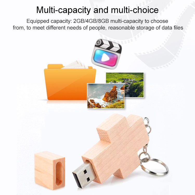 Disco flash USB estilo cruz de madera de 8 GB, 2GB, 4GB, 8GB