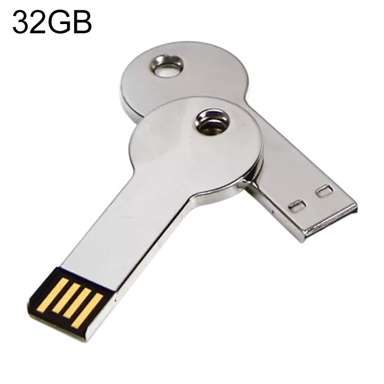 Disco flash USB 2.0 estilo llave de metal plateado (32 GB) (Plata), 32GB