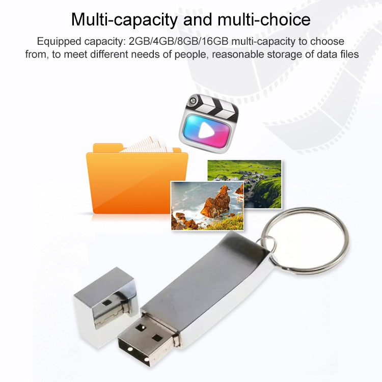 Disco flash USB 2.0 estilo llavero metálico (16 GB), 2GB, 4GB, 8GB, 16GB